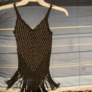 Black tank with silver balls and fringe